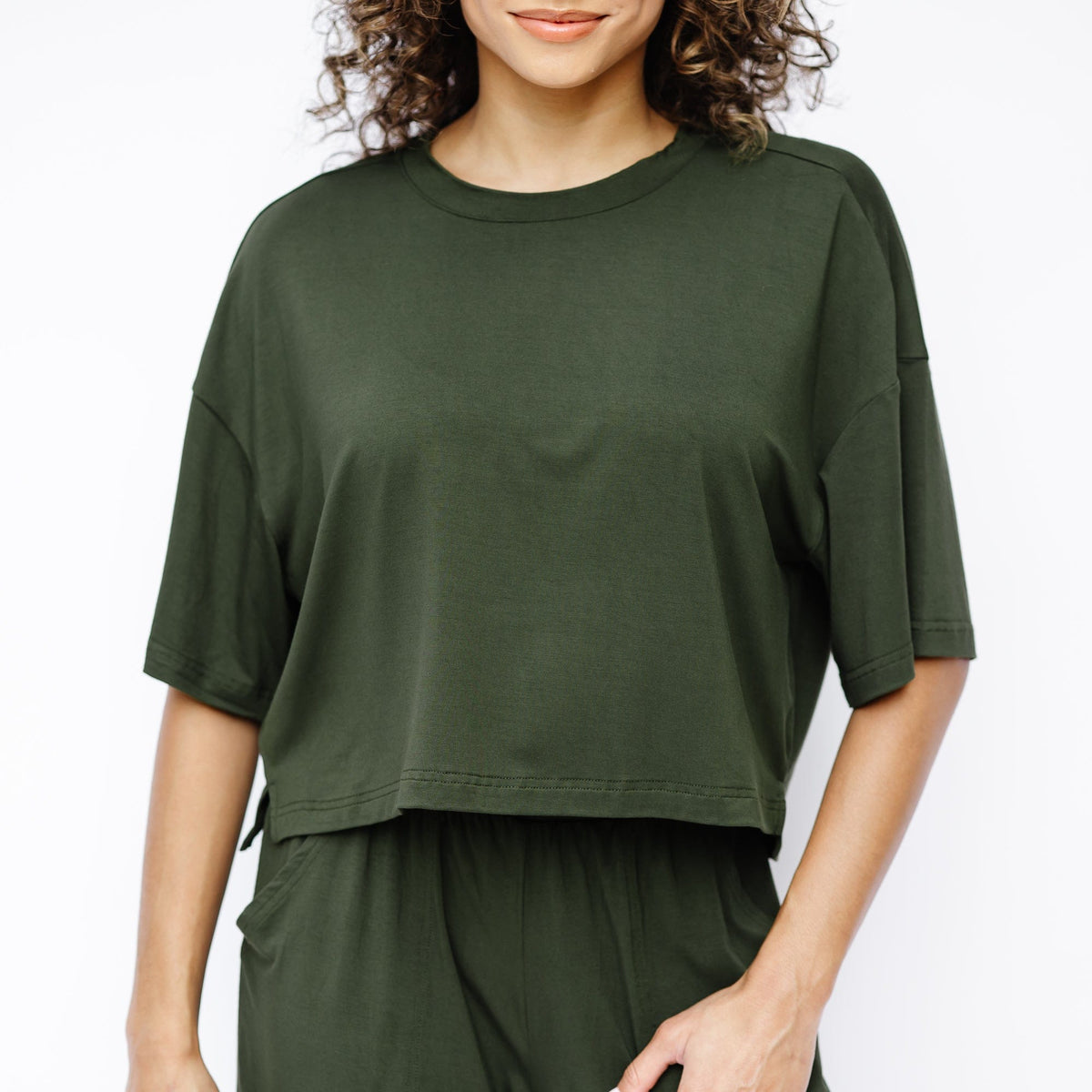 Women's Short Sleeve Boxy Tee in Fir