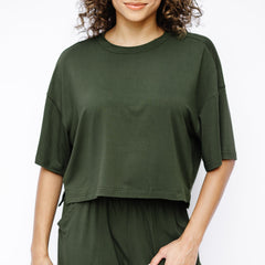 Women's Short Sleeve Boxy Tee in Fir