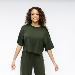 Women's Short Sleeve Boxy Tee in Fir