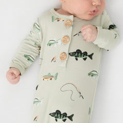 Knotted Day Gown with Hat Set Set in Fishing