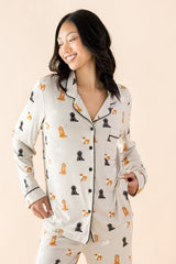 Long-Sleeved Women's Pajama Set in Fluffy Dog