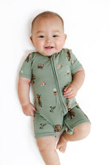 Zipper Shortall Romper in Groot