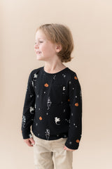 Long Sleeve Toddler Crew Neck Tee in Halloween Friends