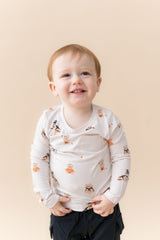 Long Sleeve Toddler Crew Neck Tee in Halloween Teddy