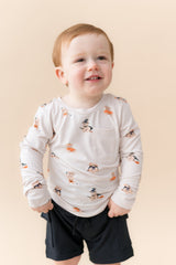 Long Sleeve Toddler Crew Neck Tee in Halloween Teddy