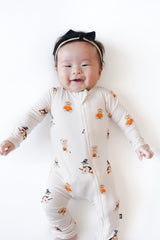 Zippered Romper in Halloween Teddy