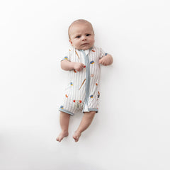 Zipper Shortall Romper in Home Run