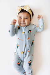 Zippered Romper in Ice Sushi