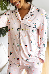 Long-Sleeved Women's Pajama Set in Blush Sushi