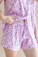 Women's Short Sleeve Pajama Set in Thistle Leopard