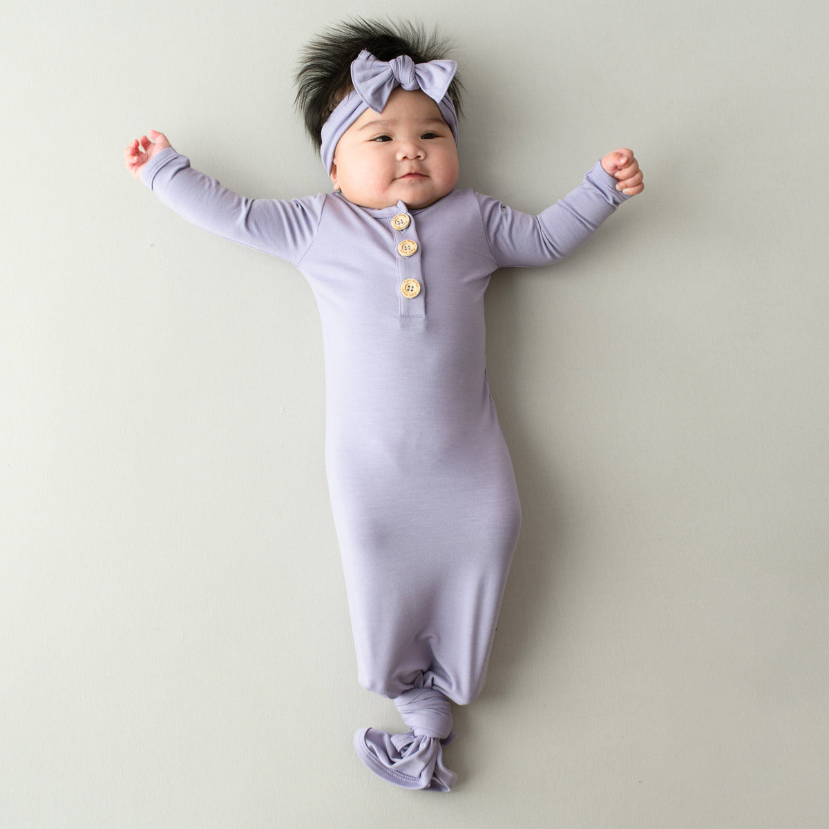 Knotted Day Gown with Bow Set in Taro