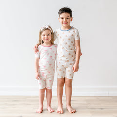 Short Sleeve Pajamas in Teddy Bear