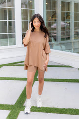 Women’s Biker Short Set in Latte
