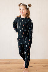 Long Sleeve Jogger Set in Midnight Wildflower