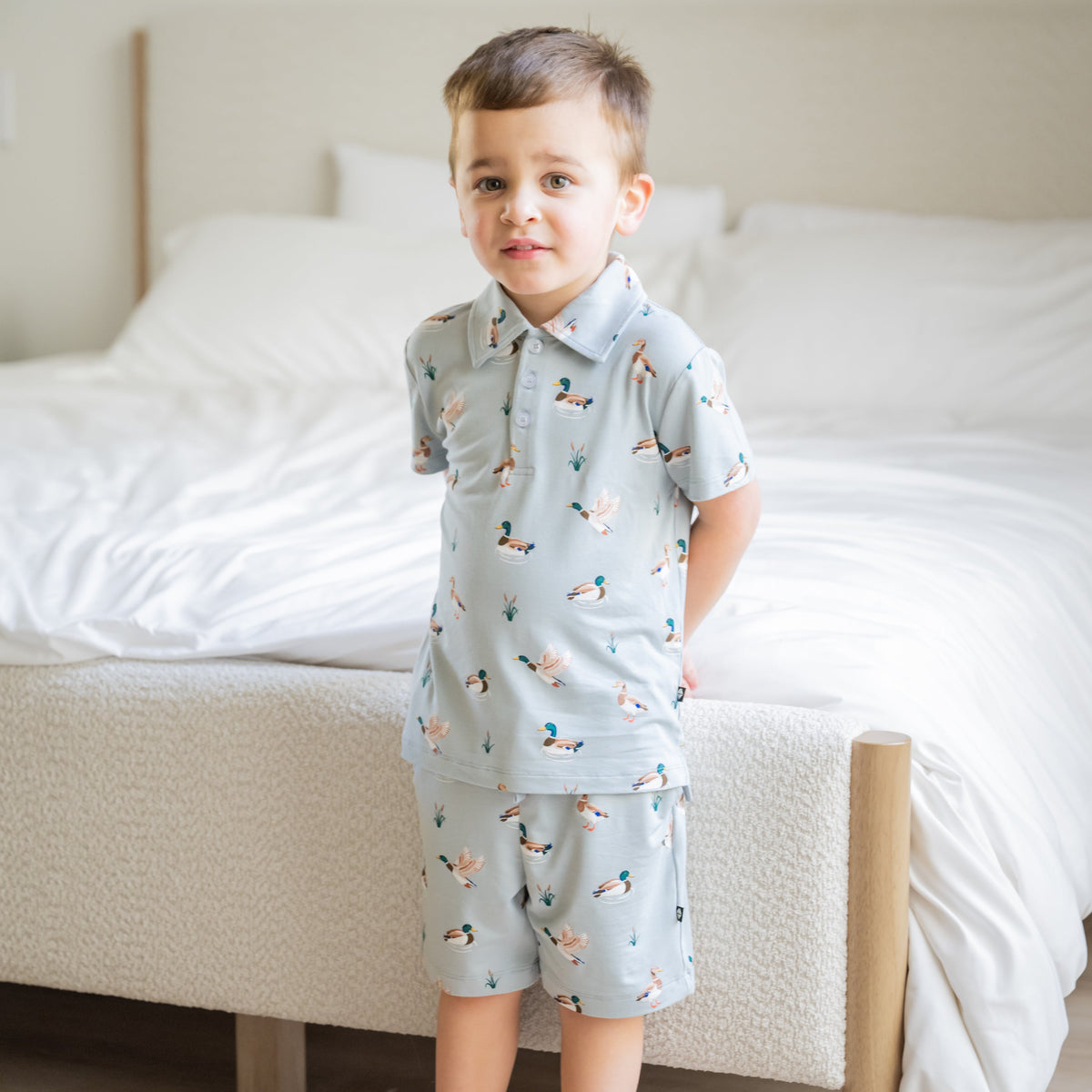 Toddler Short Sleeve Polo in Mallard Duck