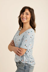 Women's Oversized V-Neck Tee in Mallard Duck