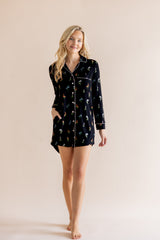 Long Sleeve Women’s Nightshirt in Midnight Wildflower