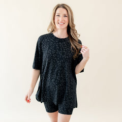 Women’s Biker Short Set in Midnight Leopard