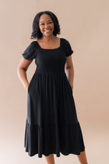 Women’s Smocked Dress in Midnight
