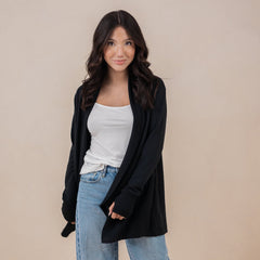 Women's French Terry Wrap Top in Midnight