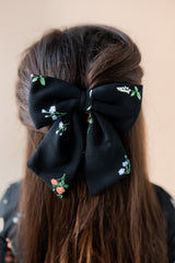 Large Alligator Clip Bow in Midnight Wildflower