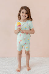 Short Sleeve Pajamas in Mint Ice Cream