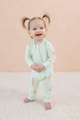 Zippered Romper in Mint Ice Cream