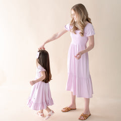 Puff Sleeve Twirl Dress in Thistle