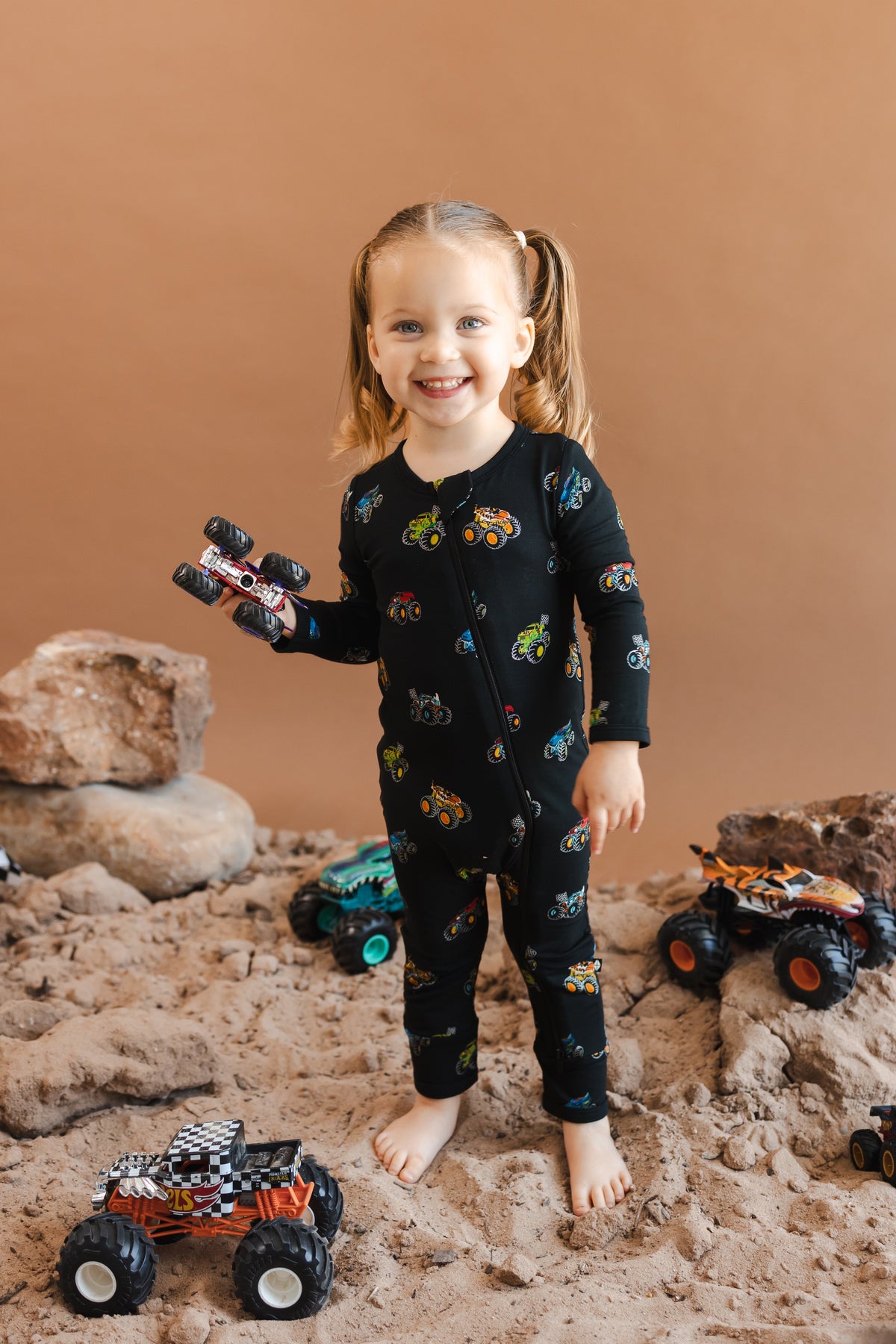 Zippered Romper in Monster Truck