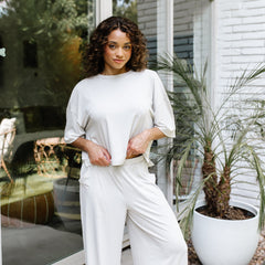 Women's Short Sleeve Boxy Tee in Oat