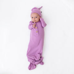 Ribbed Knotted Day Gown with Hat Set in Poi