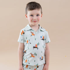 Toddler Short Sleeve Polo in Winnie the Pooh Hundred Acre Wood
