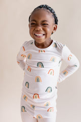 Long Sleeve Pajamas in Retro Rainbow