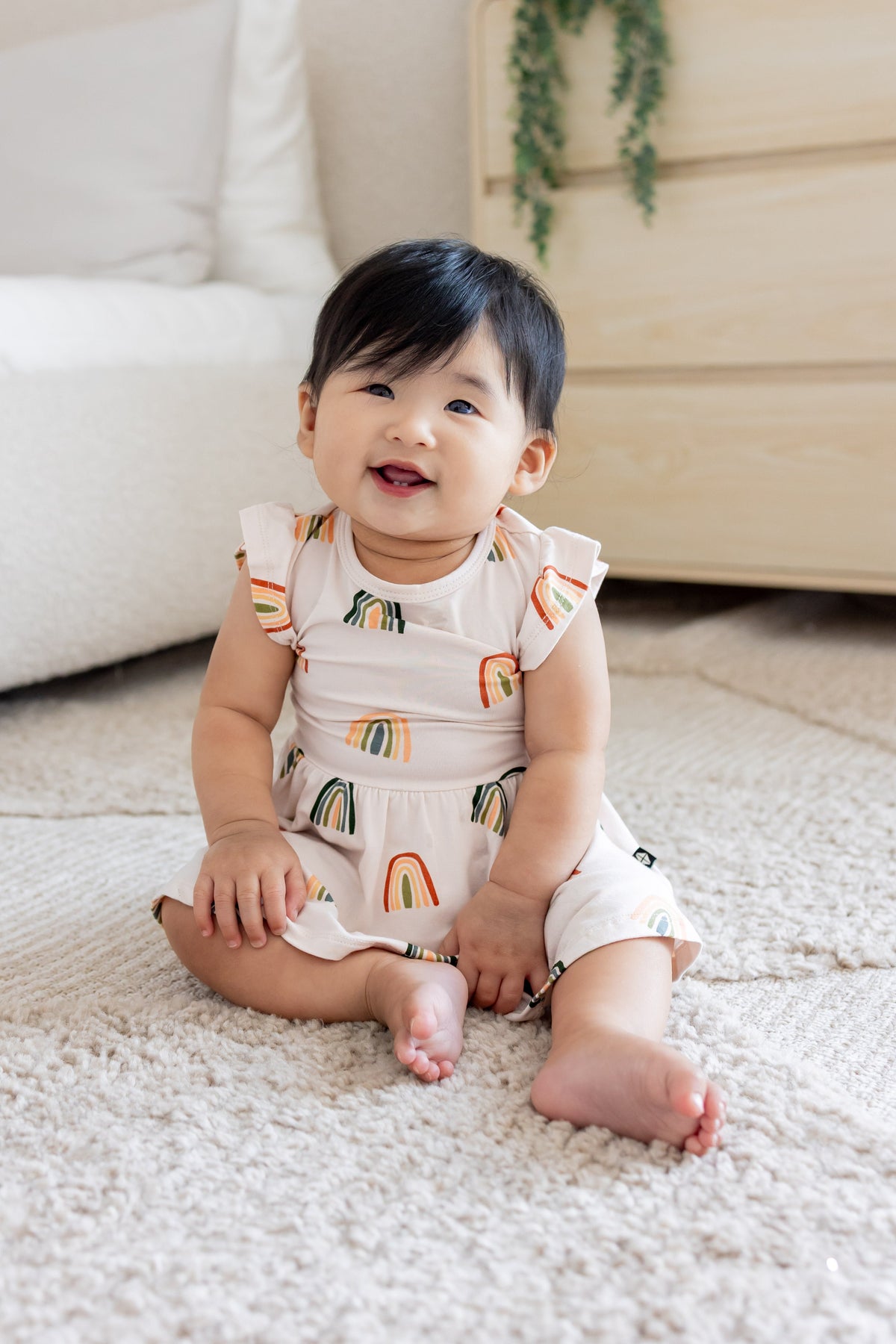 Twirl Bodysuit Dress in Retro Rainbow