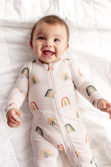 Zippered Romper in Retro Rainbow