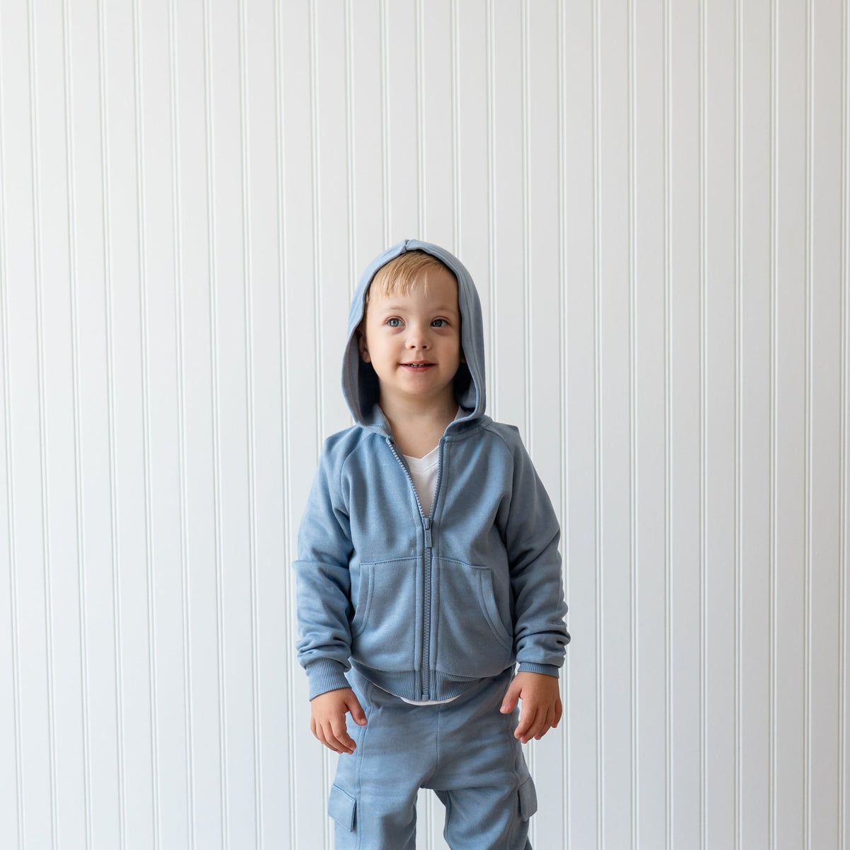 Fleece Zip Up Hoodie in Slate