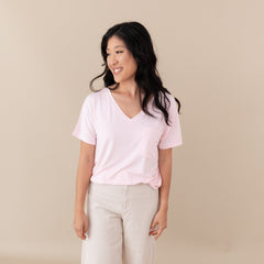 Women's Oversized V-Neck Tee in Sakura