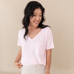 Women's Oversized V-Neck Tee in Sakura