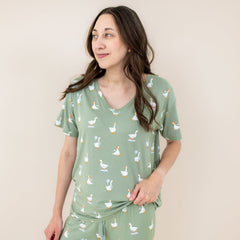 Women's Oversized V-Neck Tee in Silly Goose