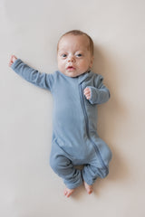 Ribbed Zipper Romper in Slate