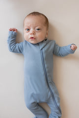 Ribbed Zipper Romper in Slate
