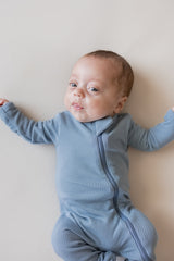 Ribbed Zipper Romper in Slate