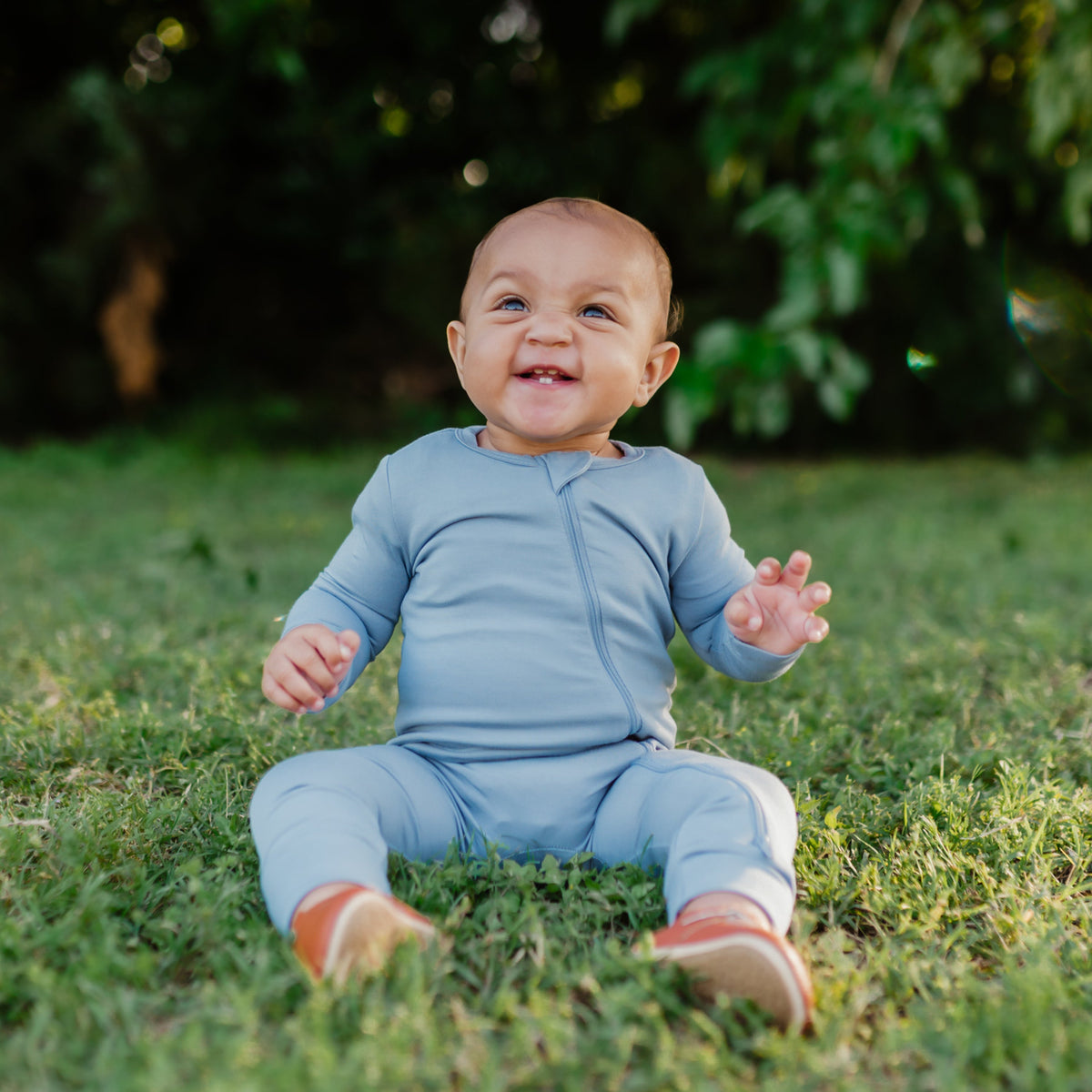 Zippered Romper in Slate
