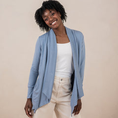 Women's French Terry Wrap Top in Slate