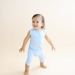 Zippered Sleeveless Romper in Breeze