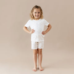 Pointelle Short Sleeve Set in Sweet Blue Bow