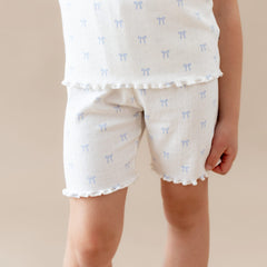 Pointelle Short Sleeve Set in Sweet Blue Bow