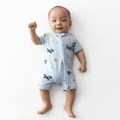 Zipper Shortall Romper in Take Off