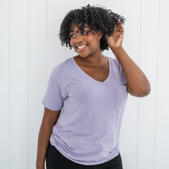 Women's Oversized V-Neck Tee in Taro