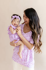 Bubble Romper in Thistle Leopard